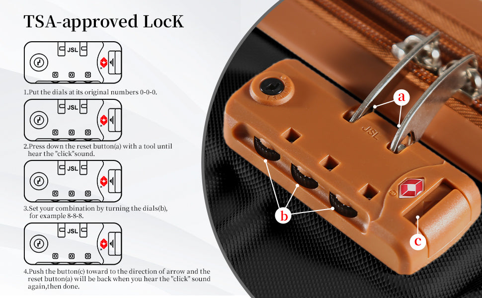 4-Piece Lightweight Luggage Set, TSA Lock ABS Carry On Suitcase