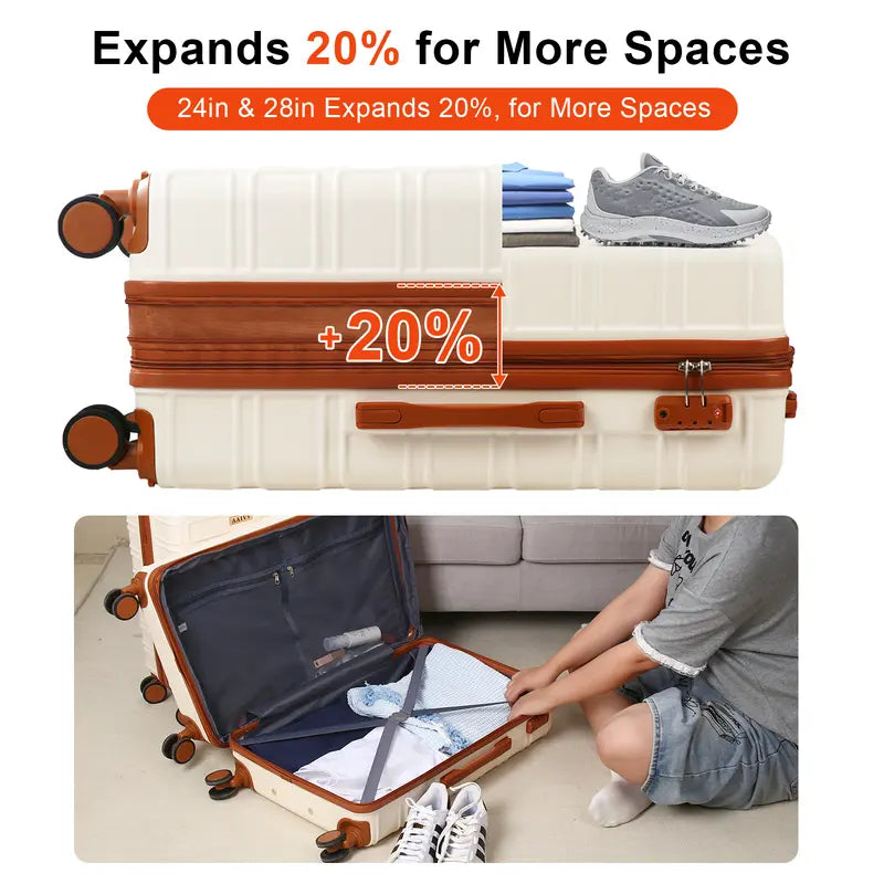 4-Piece Lightweight Luggage Set, TSA Lock ABS Carry On Suitcase