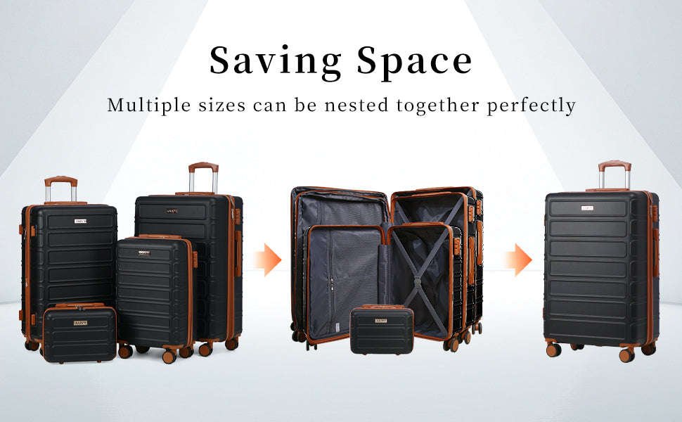 4-Piece Lightweight Luggage Set, TSA Lock ABS Carry On Suitcase