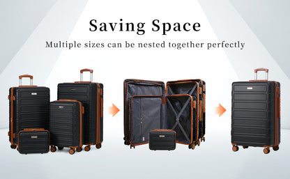 4-Piece Lightweight Luggage Set, TSA Lock ABS Carry On Suitcase